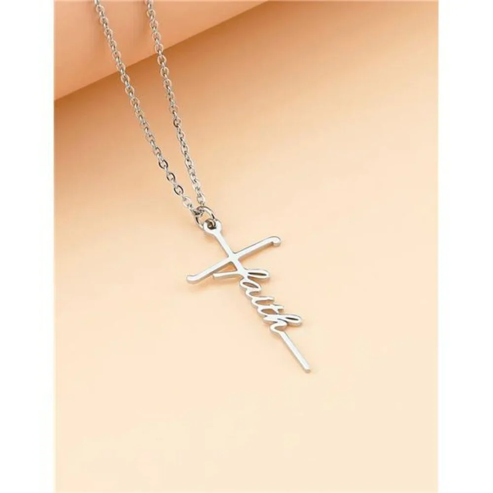 Faith Cross Pendant Necklace for Women Religious Christian Jewelry